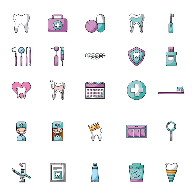 Icon set dentist profession