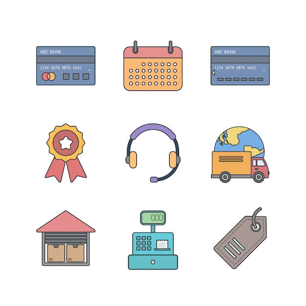 Icon set of e-commerce for personal and commercial use