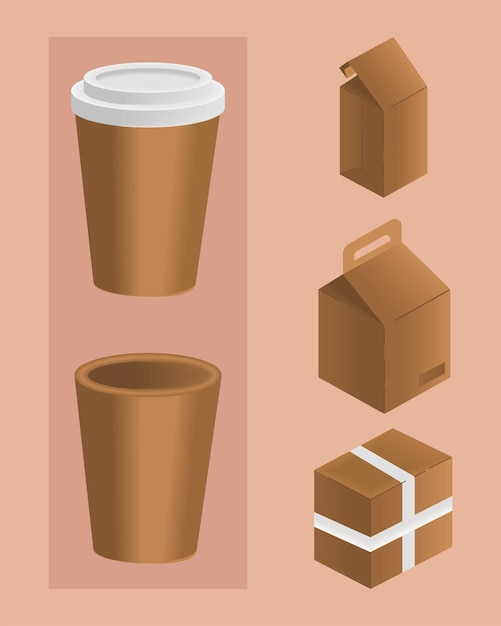 Vector icon set eco packaging