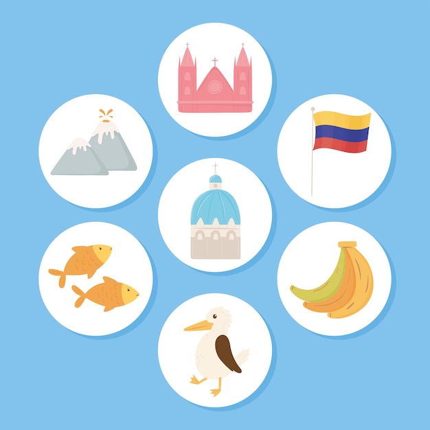 Icon set of ecuador