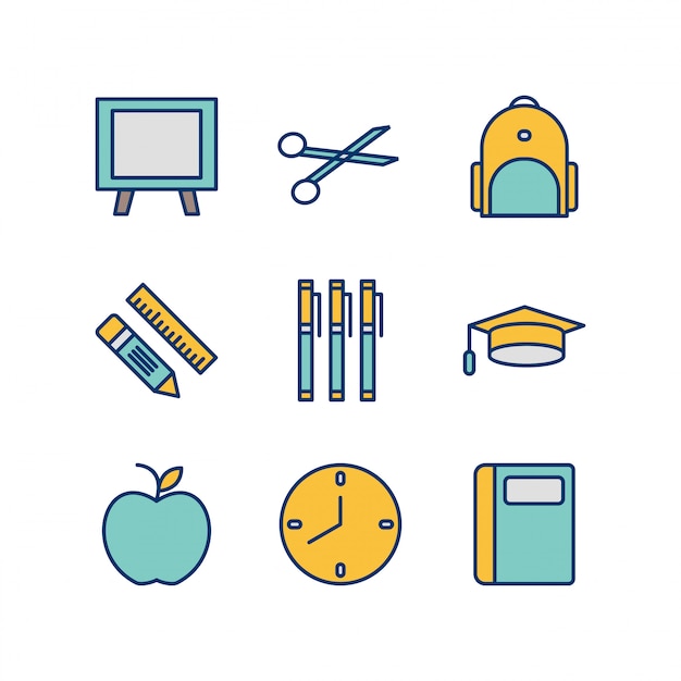 Vector icon set of education