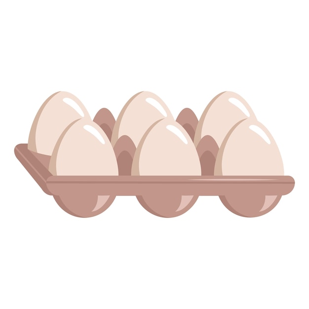 Icon set of eggs in a container a source of calcium protein and vitamins farm products   flat illustration