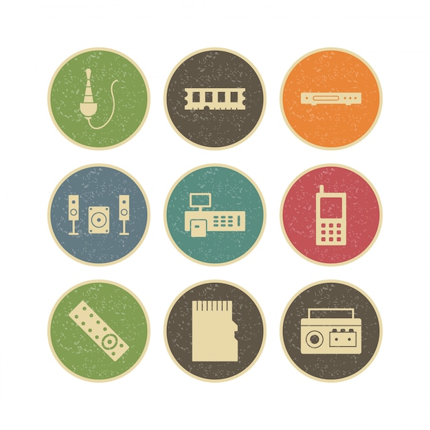 Icon set of electronic devices for personal and commercial use