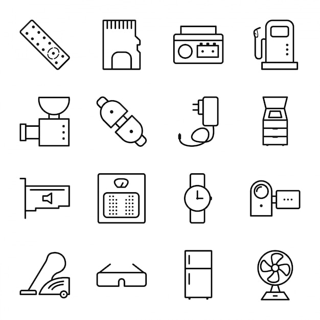 Icon set of electronic devices