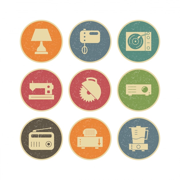 Icon set of electronic devices