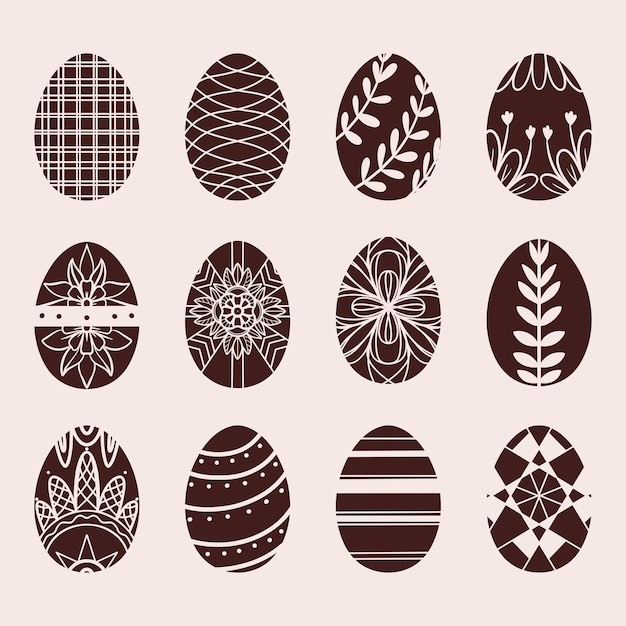 Icon set of Ester eggs in flat style Vector