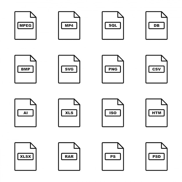 Set di icone di formati di file