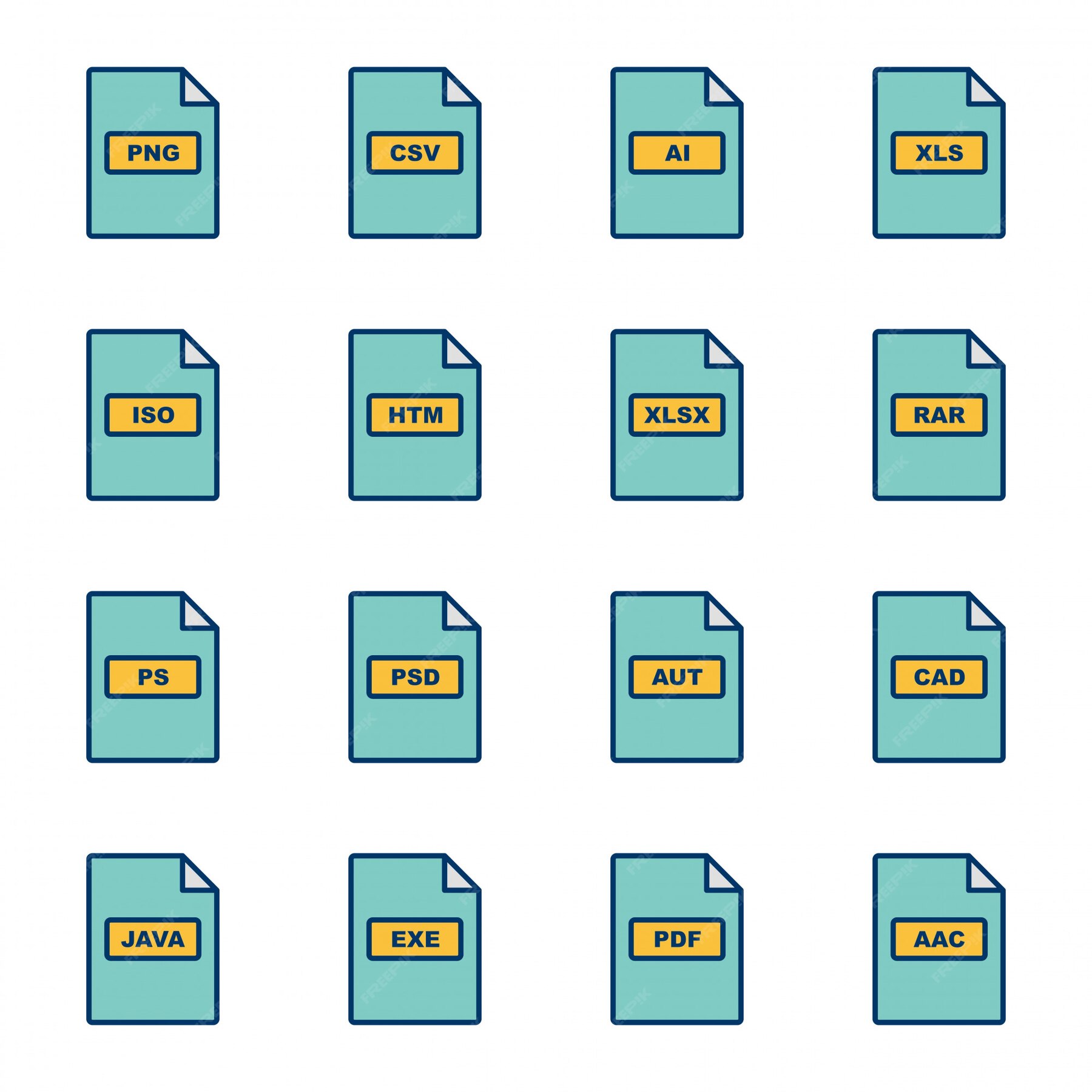 Premium Vector | Icon set of file formats