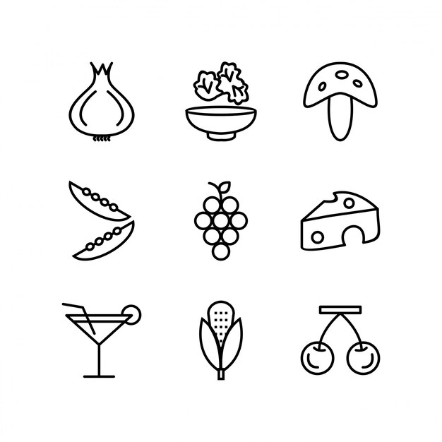 Icon set of food