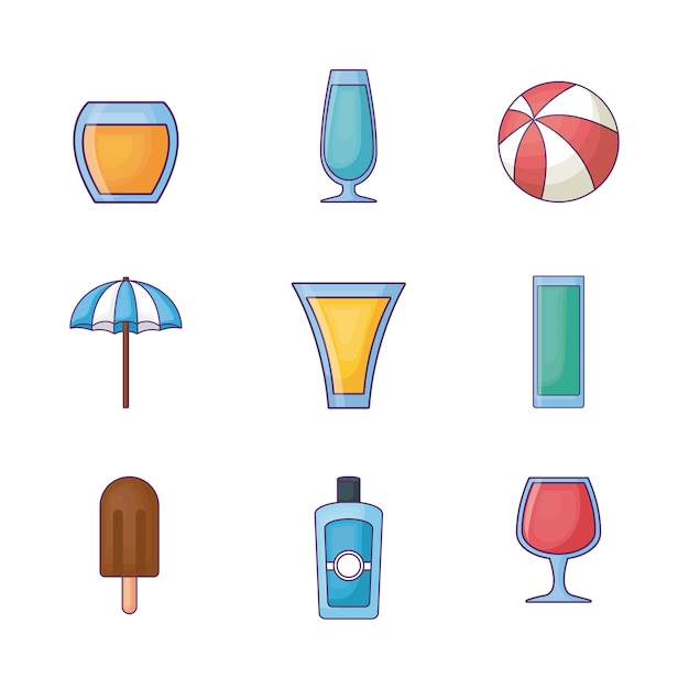 Icon set of hello summer design