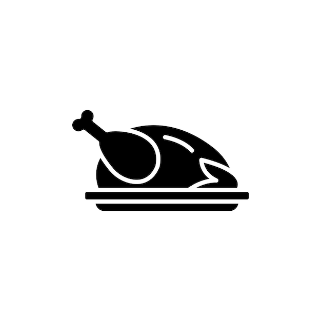 Icon set kalkoen hele rooster kip vector symbool geroosterd kip vlees teken gegrilde of gebakken kip icoon in zwarte gevulde en omschreven stijl