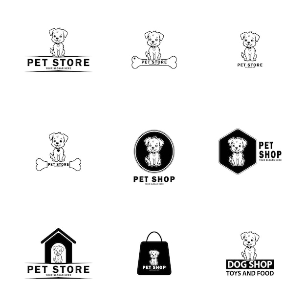 icon set logo dog pet shop pet store vector