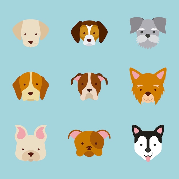 Vector icon set love dogs