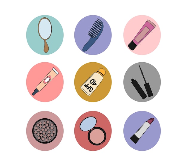 Vector icon set make up illustrations and white background