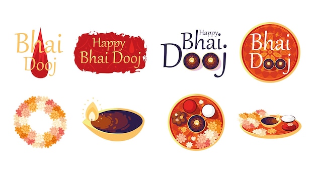 벡터 bhai dooj의 아이콘 세트