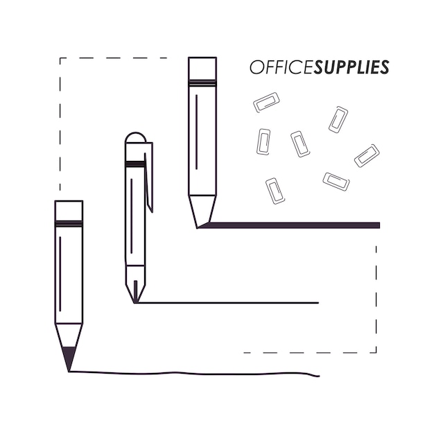 Vector icon set of office supplies and objects theme