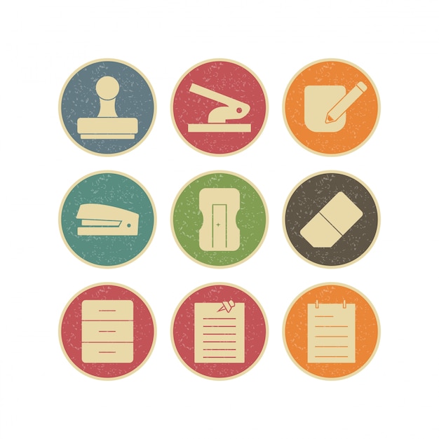 Vector icon set of office