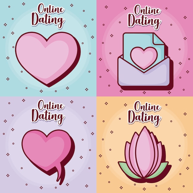 icon set of online dating 