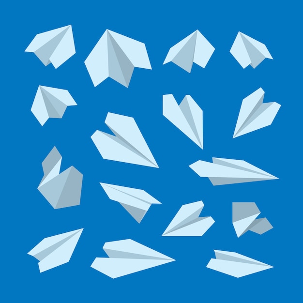 Vector icon set of origami plane collection