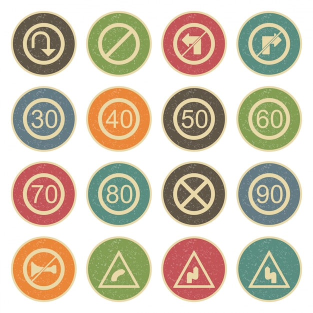 Icon set of road signs 