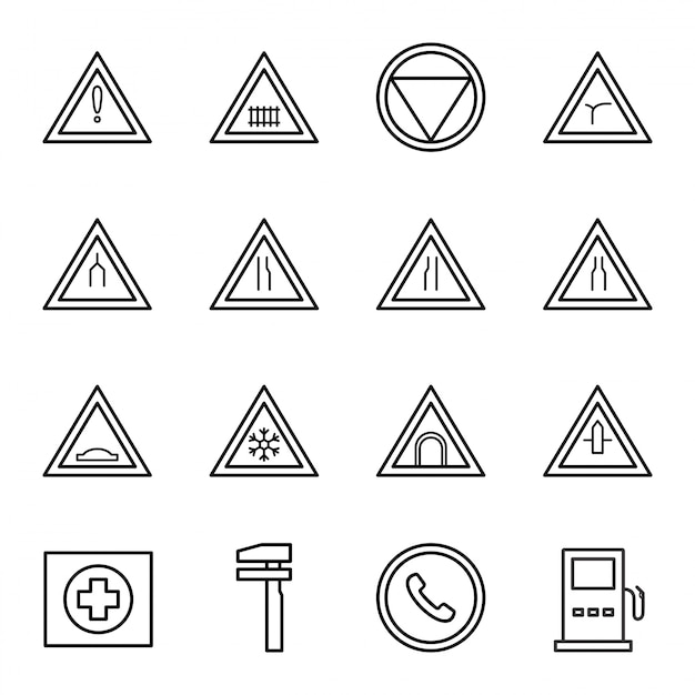 Icon set of road signs 