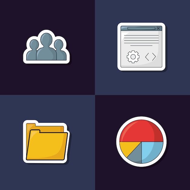 Vector icon set of seo concept