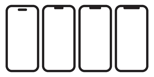 Vector icon set smartphone with white blank screen and front camera isolated on white background eps 10