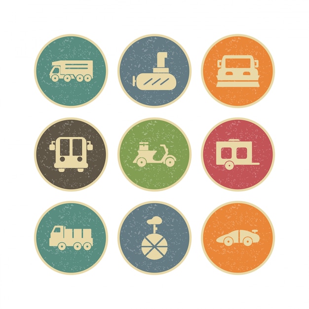 Icon set of transport for personal and commercial use