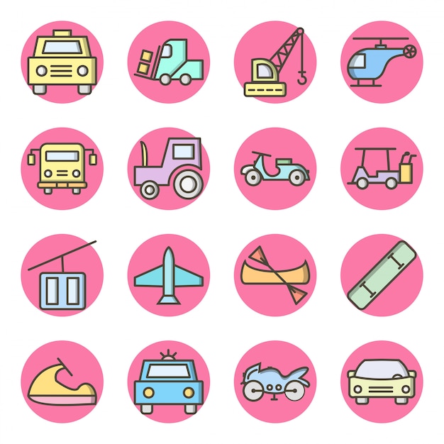 Icon set of transport