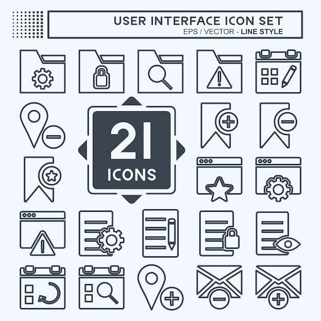 Icon Set User Interface geschikt voor User Interface symbool lijn stijl bewerkbaar