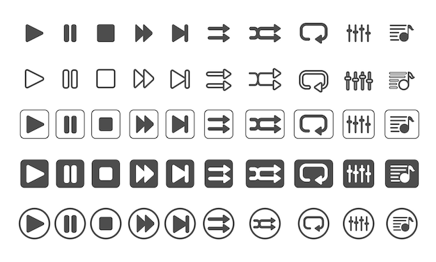 Vector icon set van audio player knoppen