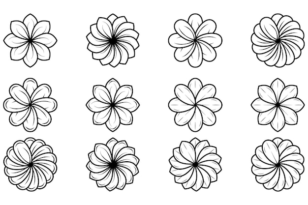 Icon set van bloem. Bewerkbare vectorpictogrammen geïsoleerd op een witte achtergrond. Trendy overzichtssymbool