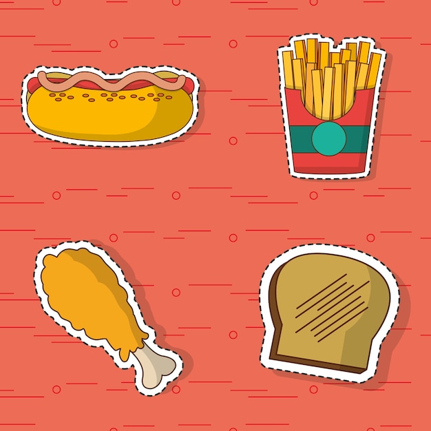 Icon set van fast food