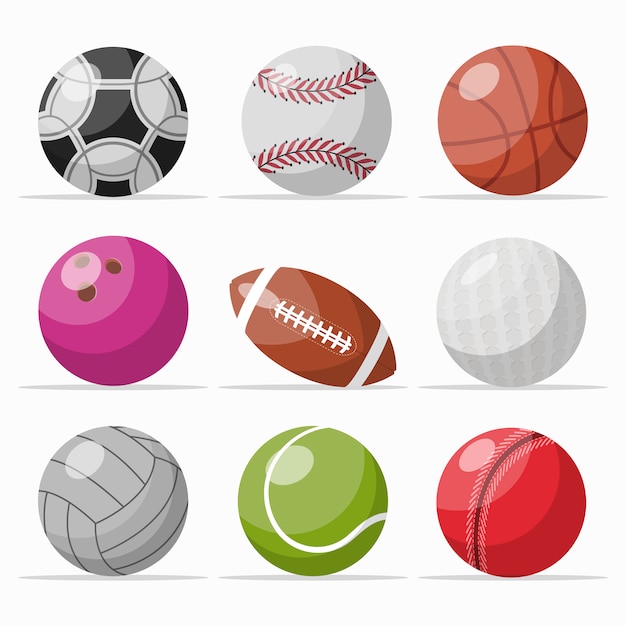 Vector icon set of various games balls