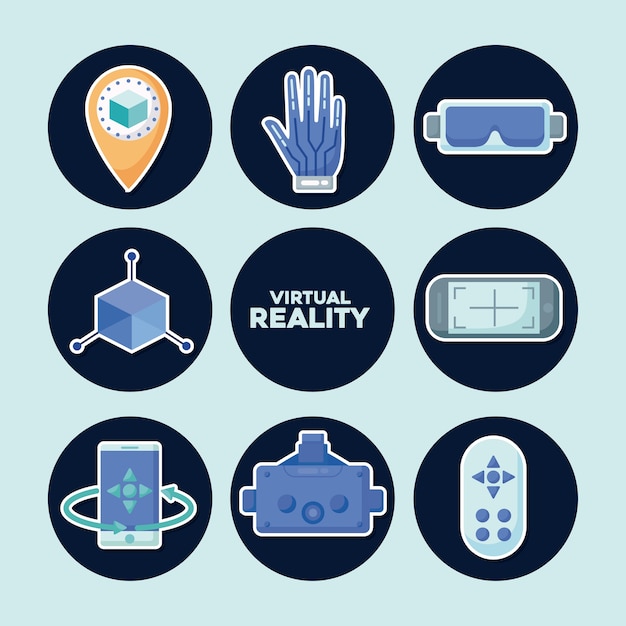 Icon set of virtual reality concept