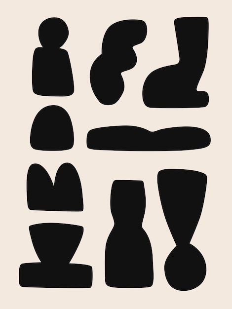 Icon set zwart schattig abstracte inspiratie uit de natuur