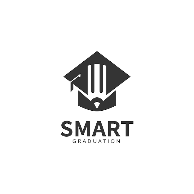 Icon smart education concept vector graduation logo design illustration