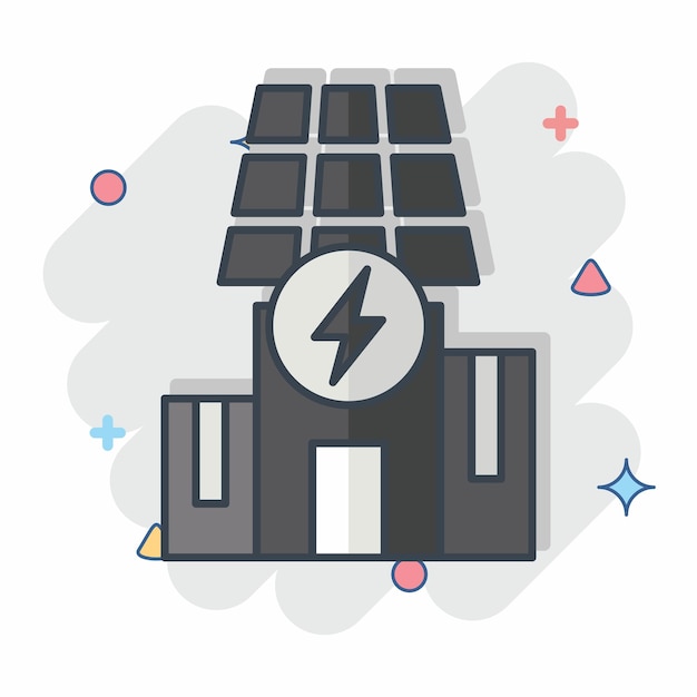 Icon Solar Powered Building related to Solar Panel symbol comic style simple illustration