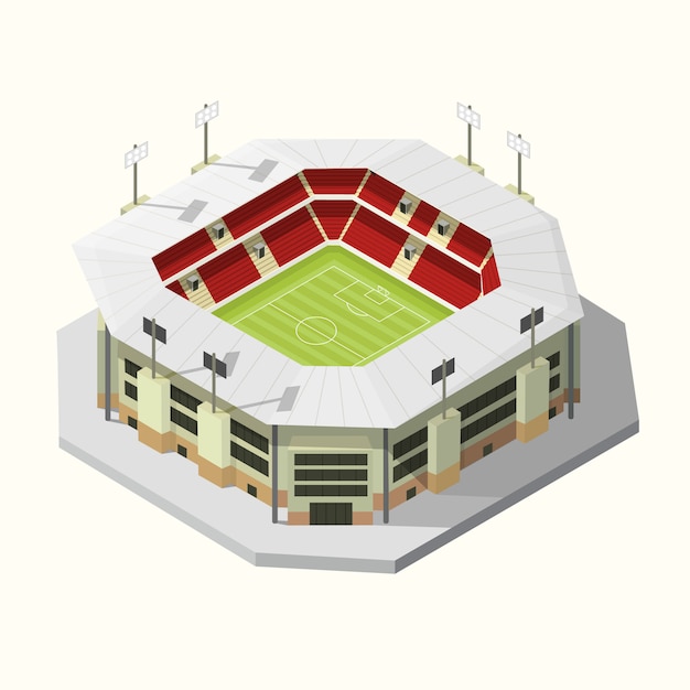 Icona stadio edifici calcio o calcio isometrica. illustrazione vettoriale