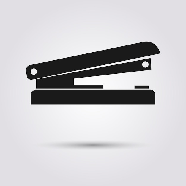 Icon stapler Black stapler on a white background Supplues for office pages and print stapler Vector