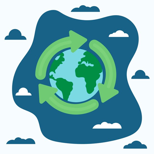 Icon sticker button on the theme of saving and renewable energy with earth planet and icon renewable