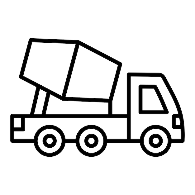 Icon stijl van de betonnen mengwagen