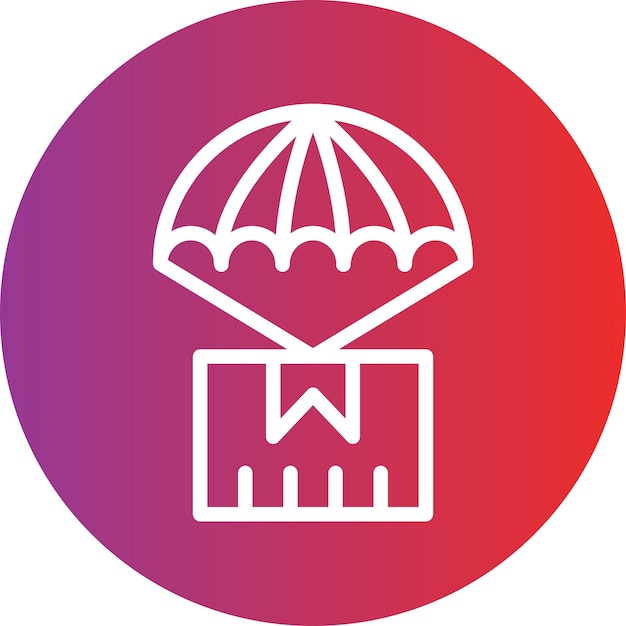 Icon stijl voor parachute bezorging