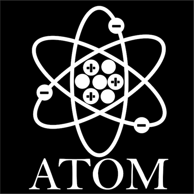 Icon structure of the nucleus of the atom. Around the