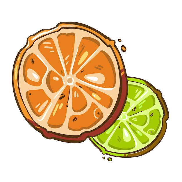 Icon symbol lemon orange fruit bright colorful