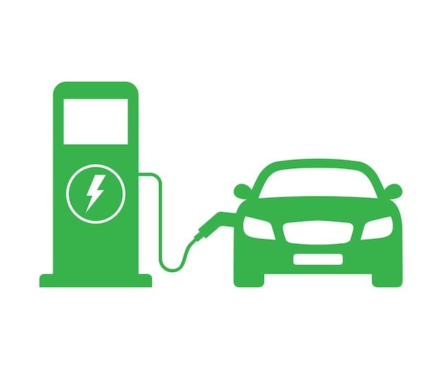 Vector icon-symbool van een oplaadstation voor elektrische auto's of een oplaadpunt voor groene hybride voertuigen