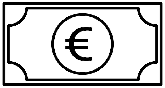 Icon symbool van het eurobankbiljet Platte vectorillustratie