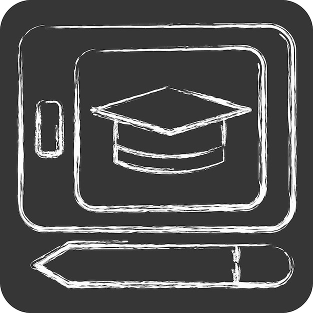 Icon Tablet Education related to Learning symbol chalk Style simple design illustration