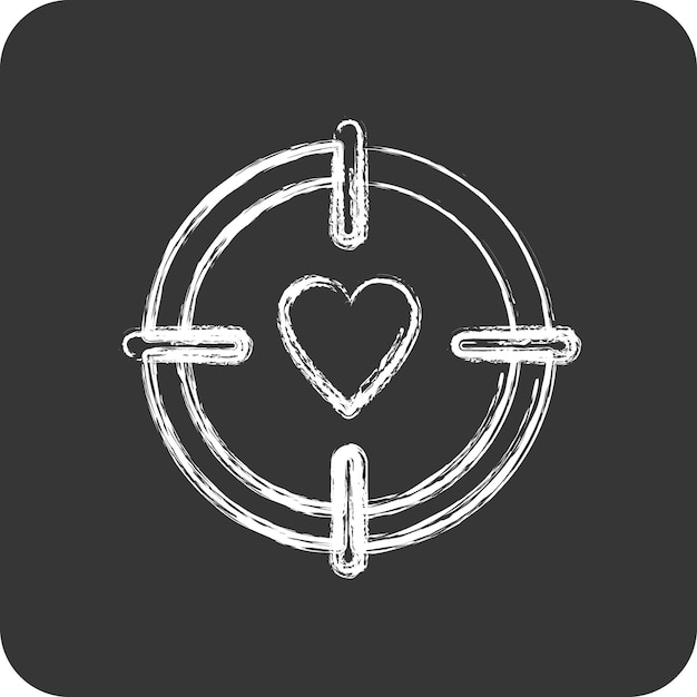 Vector icon target related to valentine39s day symbol chalk style simple design editable