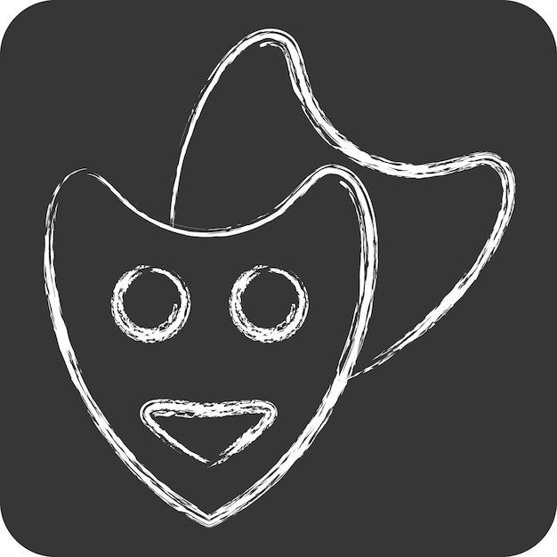 Vector icon theatre mask related to entertainment symbol chalk style simple design illustration